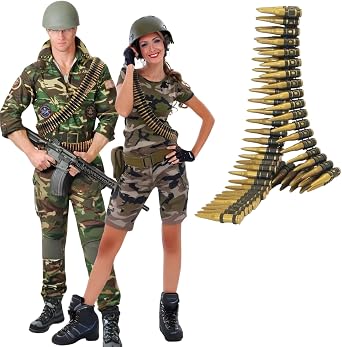 96 Piece Plastic Bullet Belt   Army Inspired Costume Accessory for Adults   162cm Fancy Dress Belt for Halloween, Cosplay, Stag Parties & Themed Events