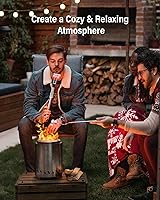 Vista 7 de YEFU Fogata de mesa de 9.7 x 7.1 pulgadas, estufa de campamento de bajo humo para exteriores y patio, alimentada por pellets o madera, fogata