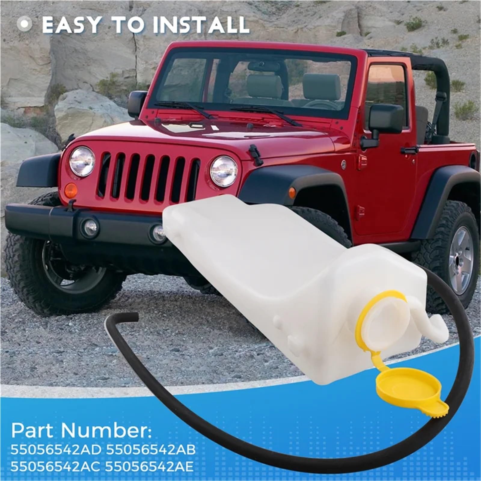 Zbiornik Na Płyn Chłodniczy Do Samochodu Wyrównawczy Płynu Chłodzącego Silnika Z Rurą 55056542AB Pasuje Jeep Wrangler 2007-2011-FSM