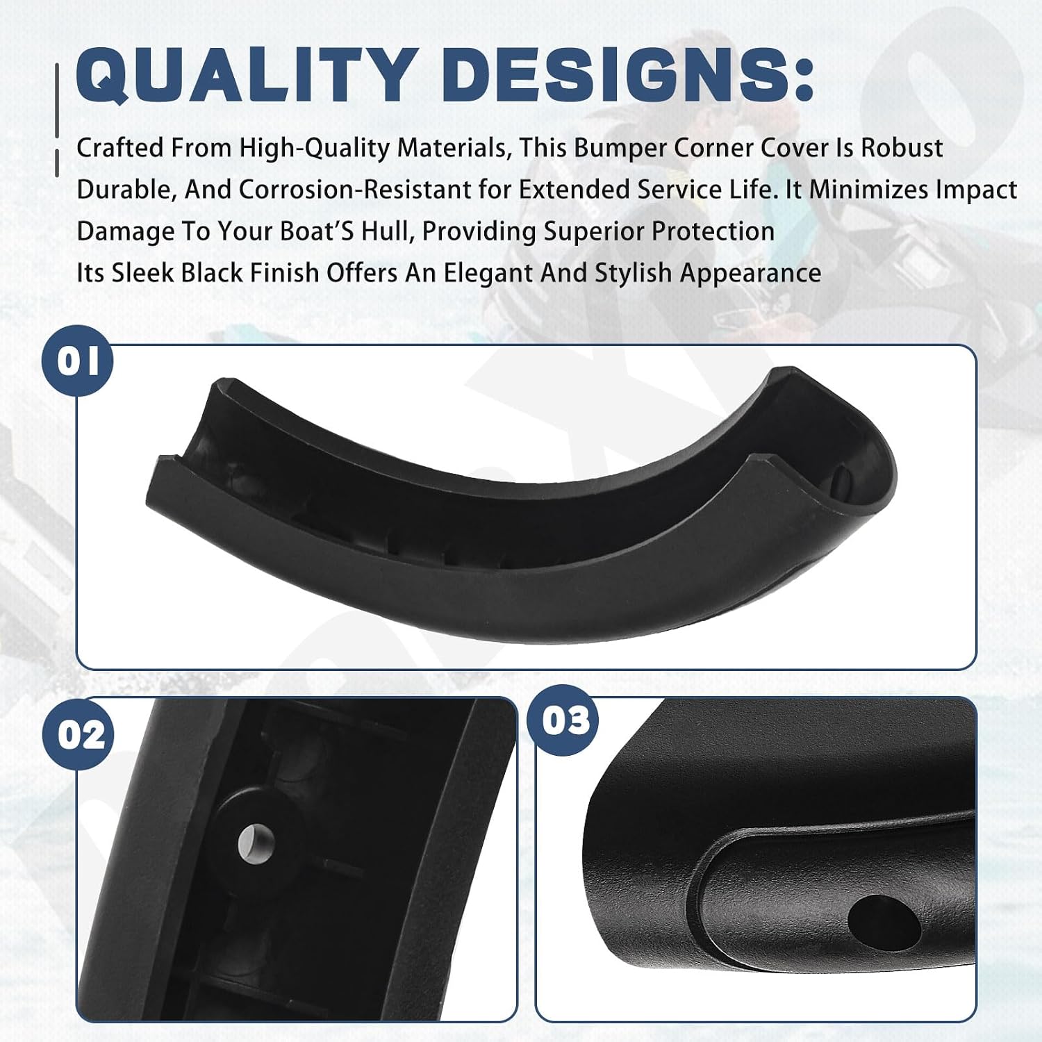 2 Pack 291002244 Rear Bumper Corner Cap, Black Compatible with Sea-Doo Boat X RXP Wake GTX GTI RXT PRO SE Series Model Accessories 291001505 291001975 291001304 291001571 291000999