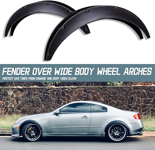 Miniatura 5 de DREAMIZER Guardabarros universales de 31.5 in para automóviles, kit de cuerpo ancho de 1.378 in, flexible, negro, protector de arco de rueda