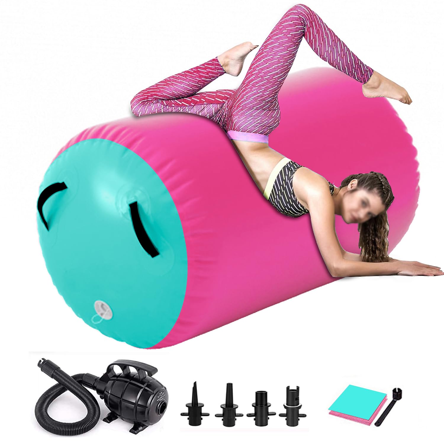 Gymnastics Air Roller Air Barrel Inflatable Tumbling Mat,Back Handspring Training Mats For Home Use, Gym Training, Cheerleading With Electric Pump