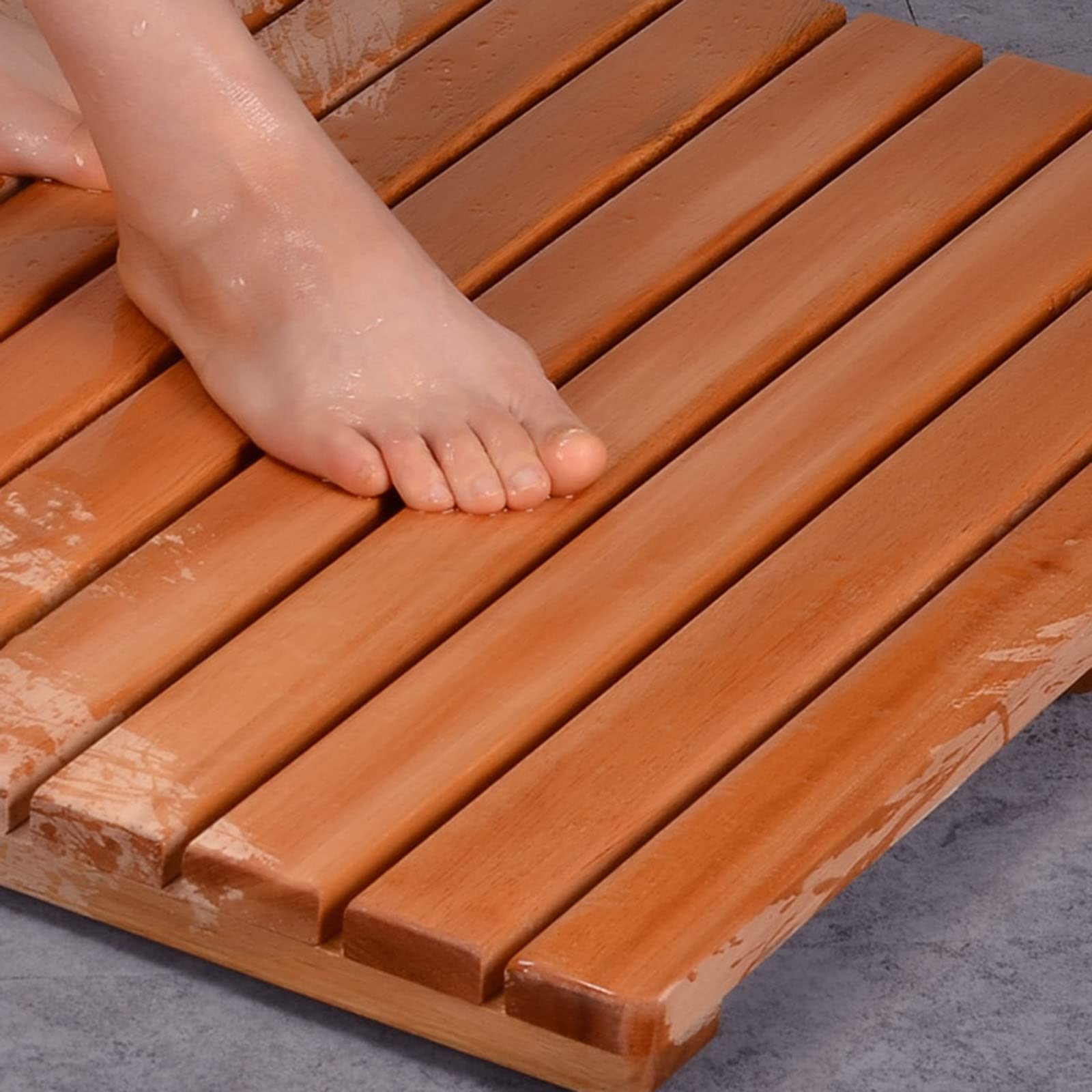 Alfombrilla De Ducha De Madera Natural, Alfombrilla De Ducha De Madera, Alfombrilla De Baño De Bambú Para Ducha, Spa Y Sauna – Alfombrilla De Ducha Natural Antideslizante Personalizable,60x90cm