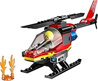 Vista 5 de LEGO City Fire Rescue Helicóptero de Rescate de Bomberos de Juguete, Set de Construcción con Piloto Minifigura de Bombero, Regalo Divertido