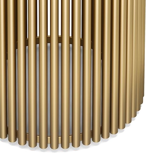 Miniatura 6 de SIMPLIHOME Demy - Mesa auxiliar redonda de metal y madera, mesa auxiliar redonda de metal sólido de 18 pulgadas de ancho en coñac y oro, mesa