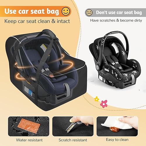 Miniatura 3 de YOREPEK Bolsa de viaje para asiento de automóvil para asiento de automóvil infantil con base de barra antirrebote, bolsas acolchadas para asiento de