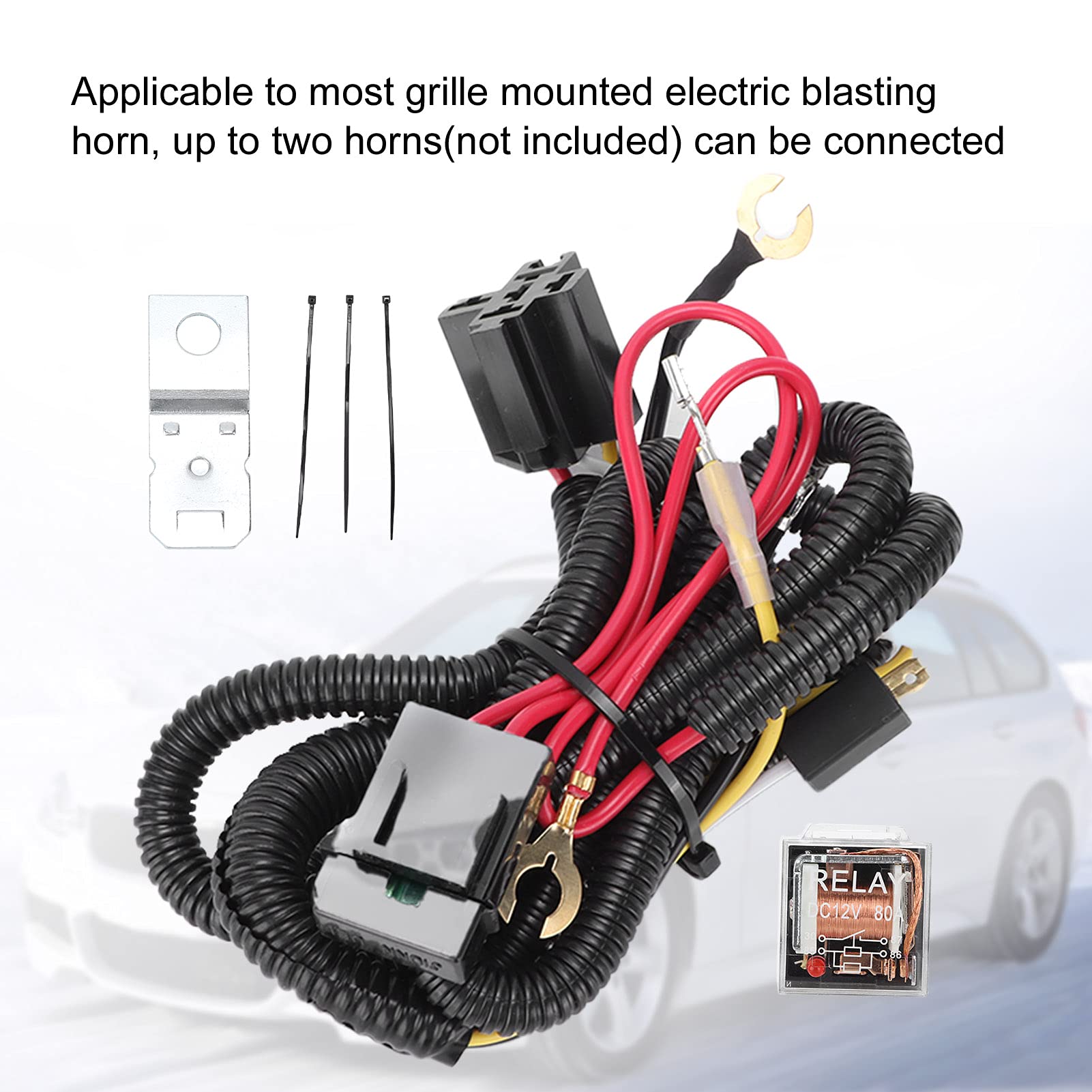 12V Car Electric Horn Relay Wiring Harness Kit For Grille Mount Blast Tone Horns-in Cables