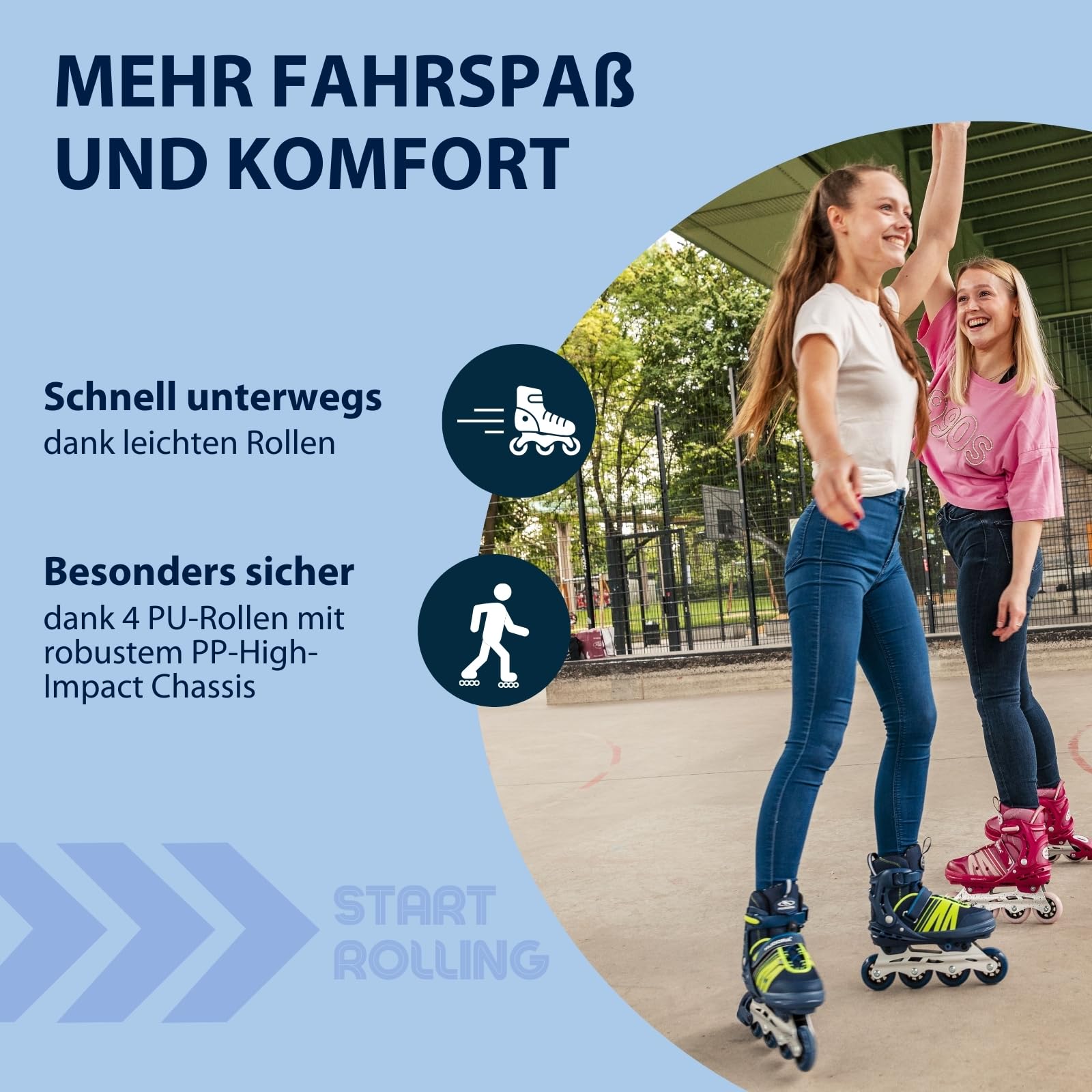 HUDORA Inline Skates Comfort - Inliner für Kinder & Jugendliche in versch. Größen - Roller Skates bis zu 6 Größen in Weite & Länge verstellbar - atmungsaktive Freizeit Inline Skates