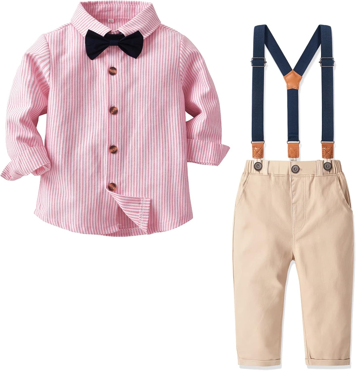 Ensemble Costume Cravate Enfant Bébé Garçon 3 Pcs Barboteuse + Gilet + Chapeau Vêtements Mariage Fête Cérémonie Marron 9-12 Mois