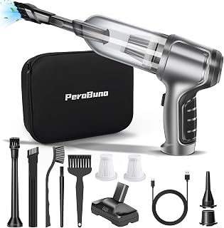 PeroBuno Handheld Vacuum, Car Vacuum Cleaner Cordless With Powerful 18000PA Suction, Mini Portable Hand held Hoover For PC, Sofa, Mattress, Windows - Compressed Air Dusters - Keyboard Cleaner