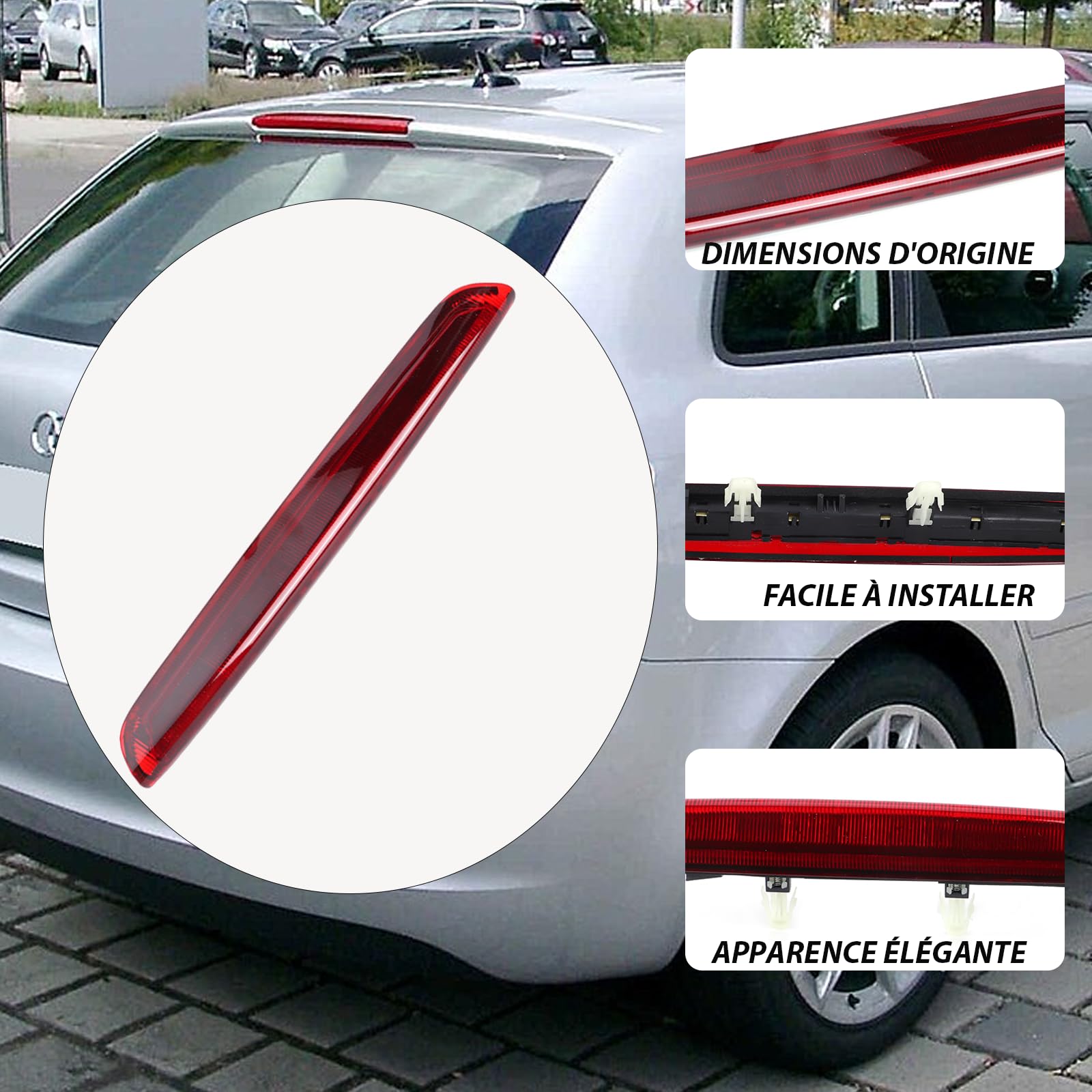 3e Feu Stop de Voiture de Haut Niveau, tout Nouveau Troisième Feu Stop ABS Adapté pour A3 Sportback 2004-2012 8P4945097C