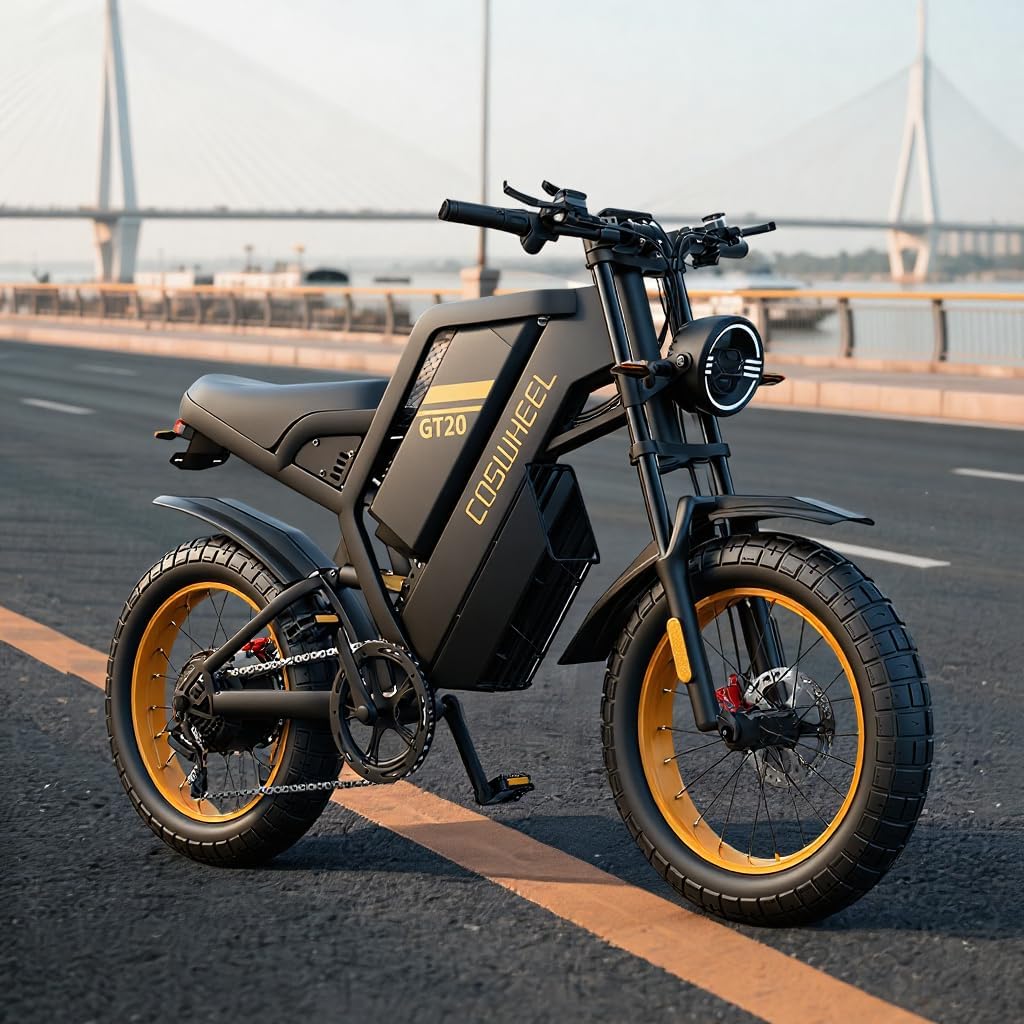 Electric Bike for Adults, with Peak 1500-3000W Motor, 93-145Miles 31-37.5MPH, Electric Motorcycle with 48V/25-40AH Removable Battery, 3 Riding, Modes, 7-Speed, 20x4" Fat Tire, Large-Sized LCD Display
