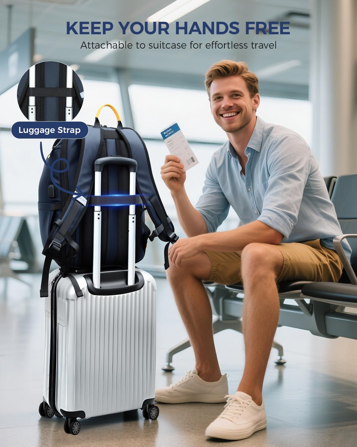 Ponhog Backpack Zaino per Laptop, Blu Scuro, 17.3inch Uomo