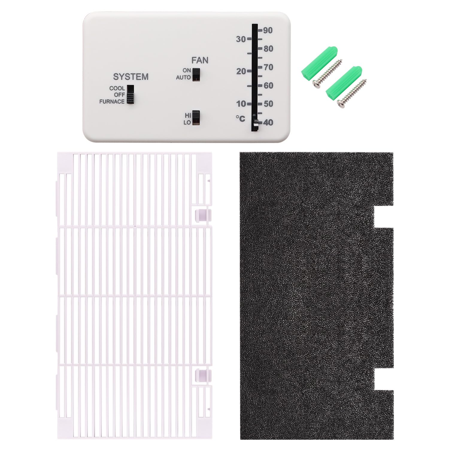 weideer RV Analog Thermostat 3106995.032 with RV A/C Ducted Air Grille and Filter Pad Replacement for Dometic RV Parts K-104