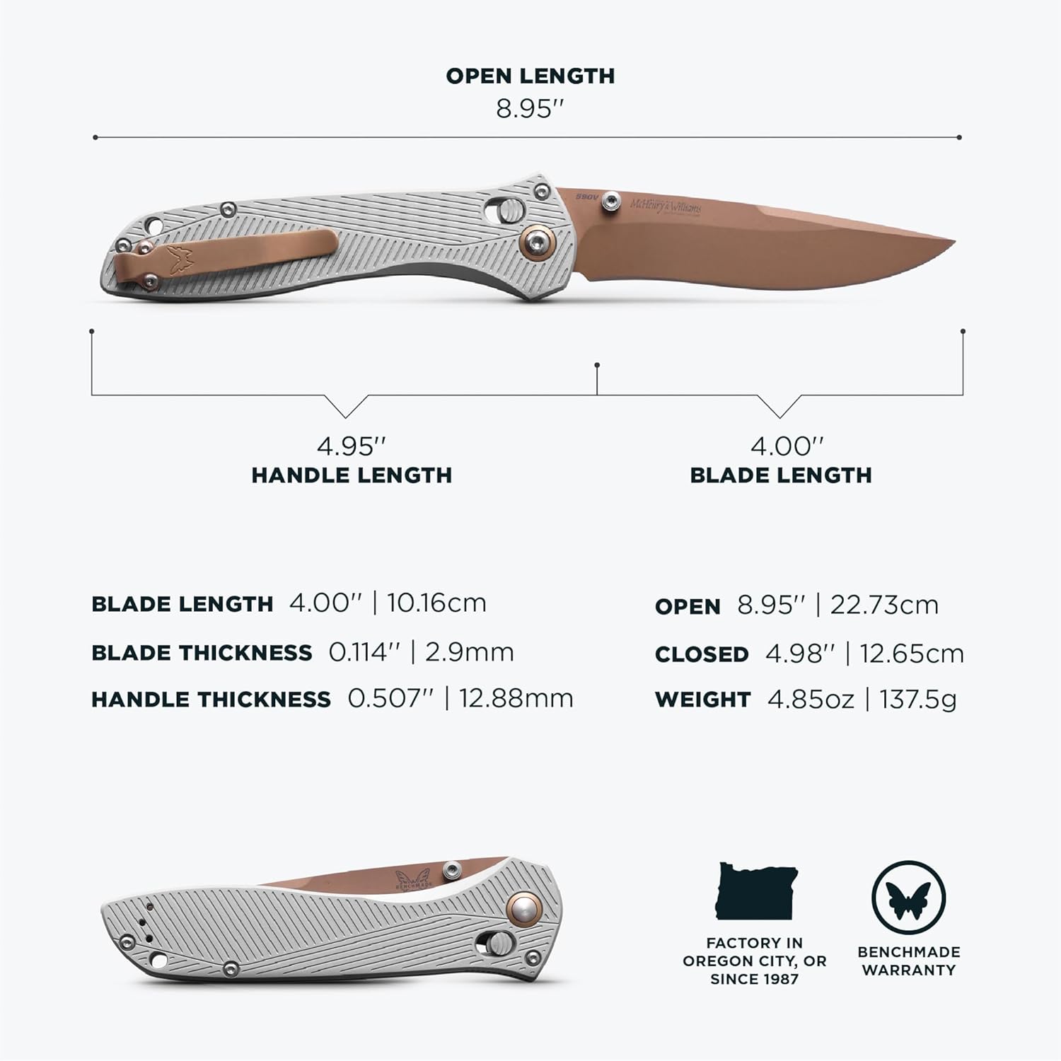 Benchmade - Seven Ten EDC Knife with Gray Aluminum Handles (710FE-24)