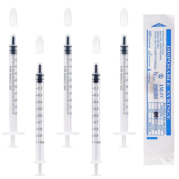 Buy 50Pcs 1ml Plastic Syringes With Caps No Needle Colostrum Syringe