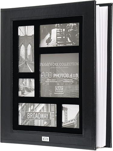 álbum de fotos de gamuza para 500 fotos de 4 x 6 pulgadas (5 por página), color negro