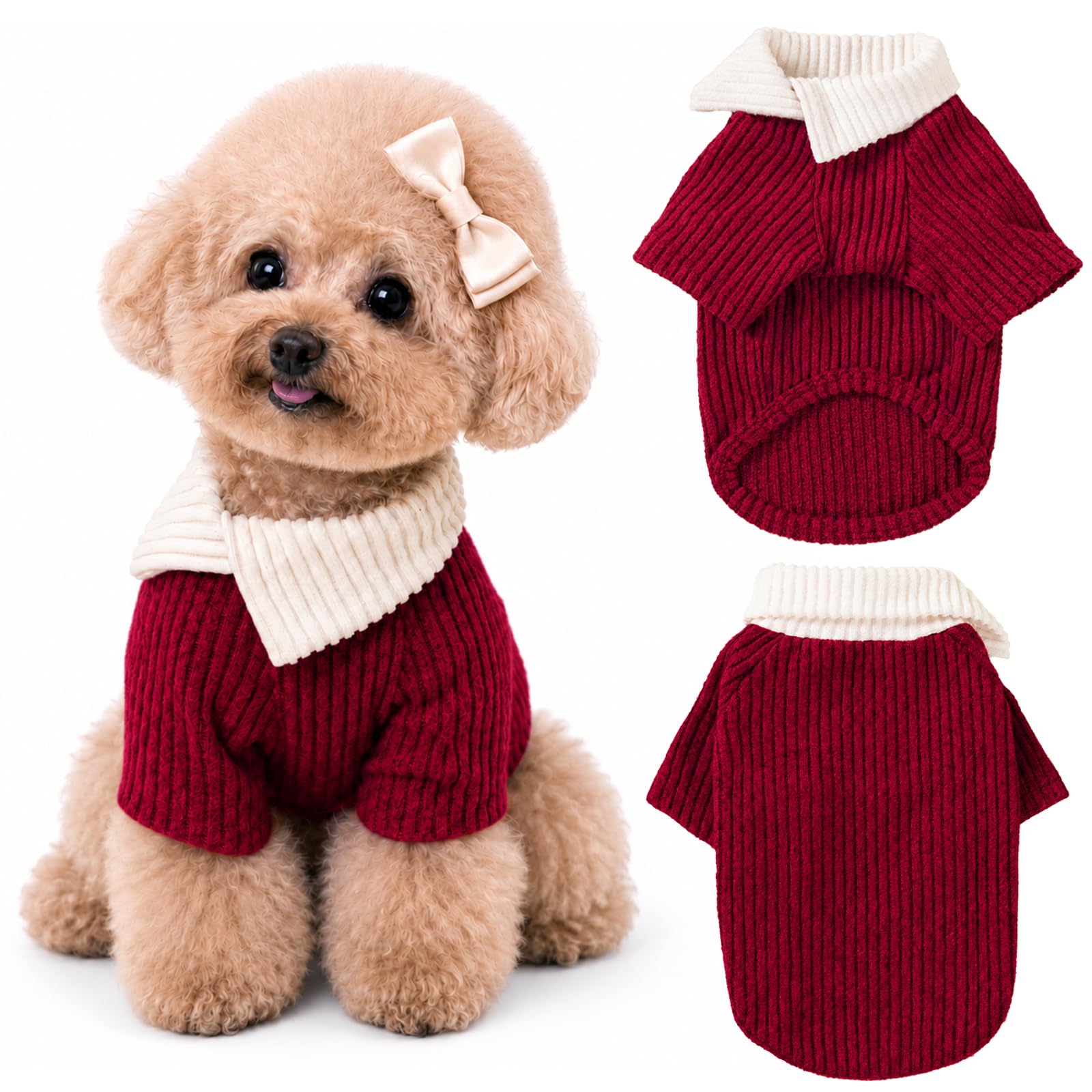 Yaopelky Dog Sweatshirt for Small Medium Dogs, Red, M (3.5-6kg)