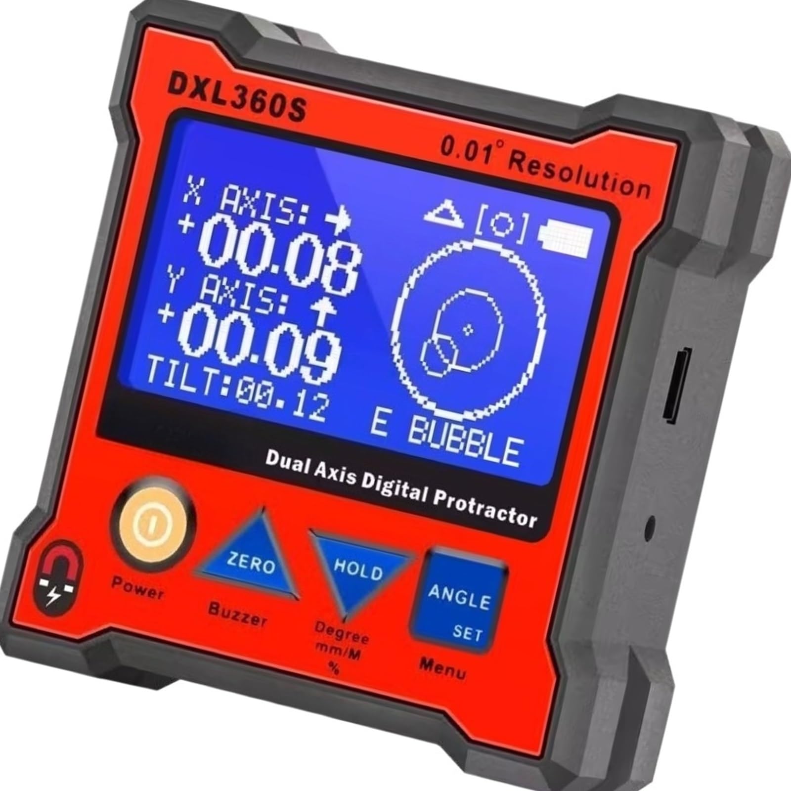 Evpeoetcpc Dxl360s(With Magnetic) Dual-Axis Digital Angle Gauge, Dxl360s Digital Display Inclinometer Electronic Level Angle Protractor Meter(Dxl360s(With Magnetic))
