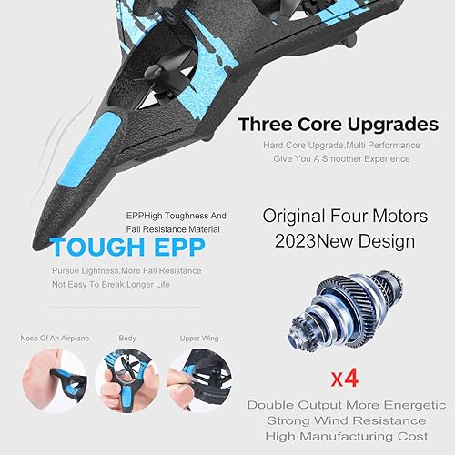 Miniatura 6 de Harrisville Designs RC AirPlane Dron, helicóptero cuadricóptero de avión de control remoto con vuelo automático, giros 3D, 3 modos de velocidad,