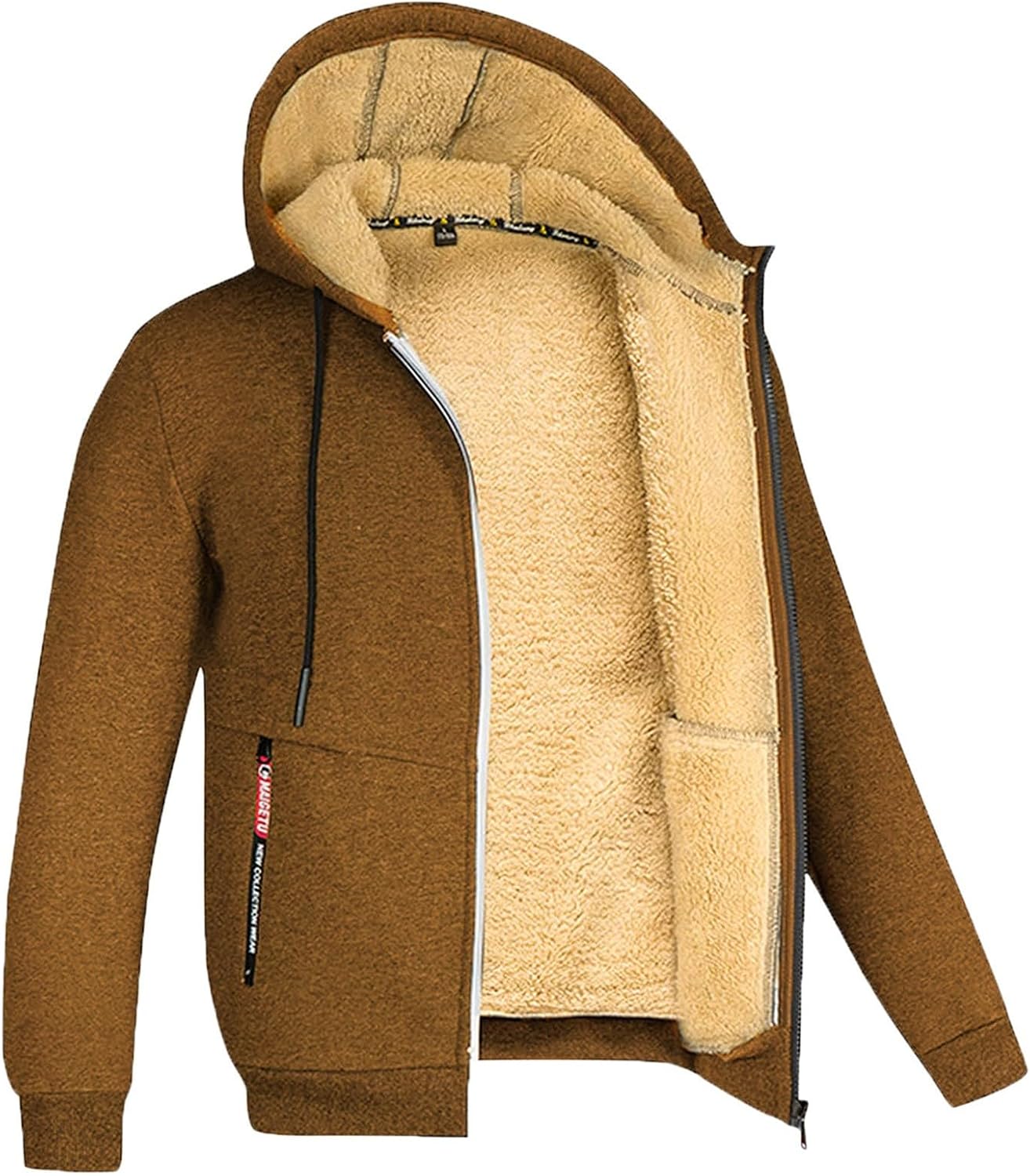 Ymosrh Men's Casual Hoodies, Sherpa Lined Fleece Hoodie Sweatshirt Long Sleeve Fall Winter Hooded Outwear, M-3XL
