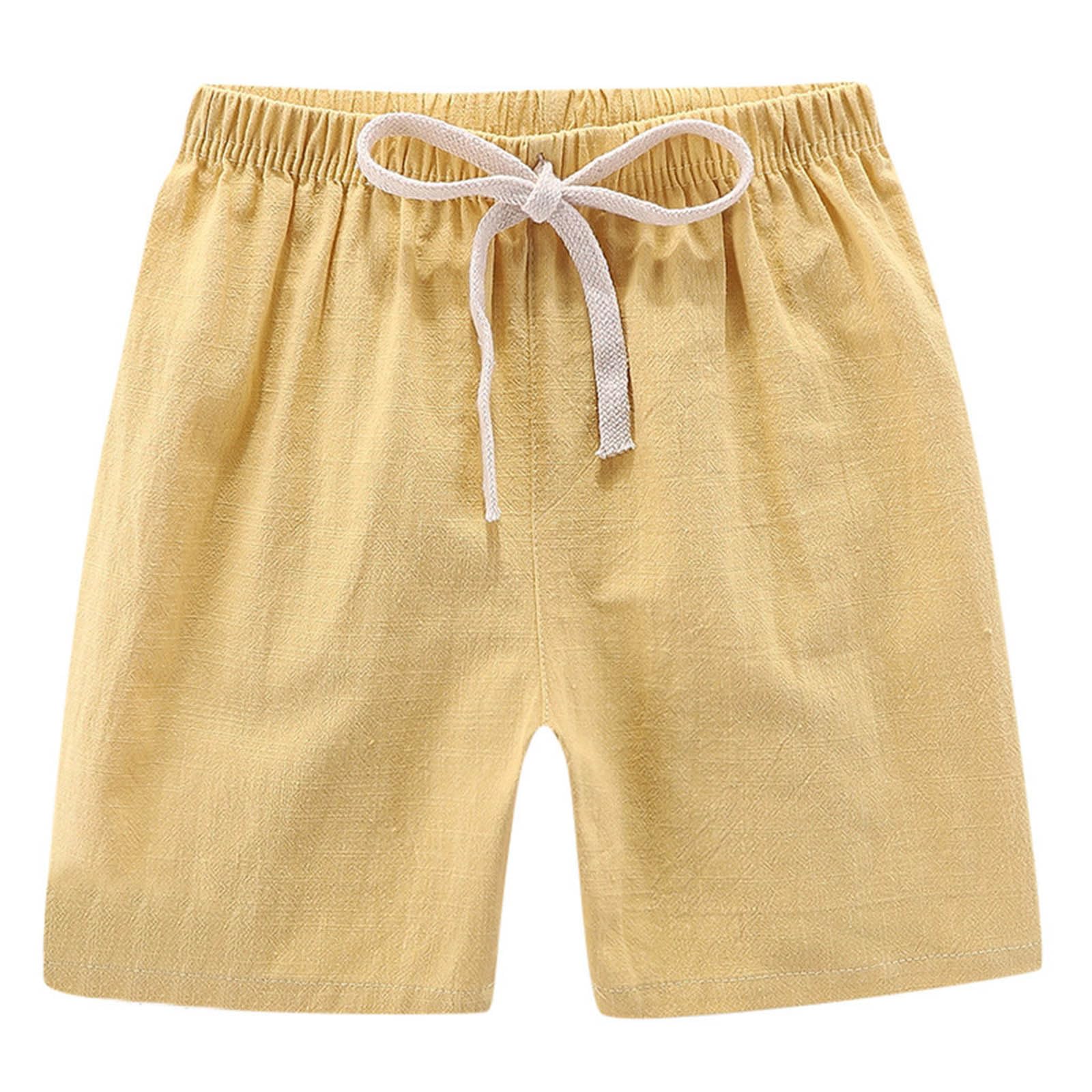 4 Pezzi Abbigliamento per Bambino Sportivi Pantaloncini in Lino e Cotone Pantaloni Corti con Coulisse Leggings Estivi Elastico in Vita Pantaloncini Leggeri Traspiranti Pants Casual Pantalone