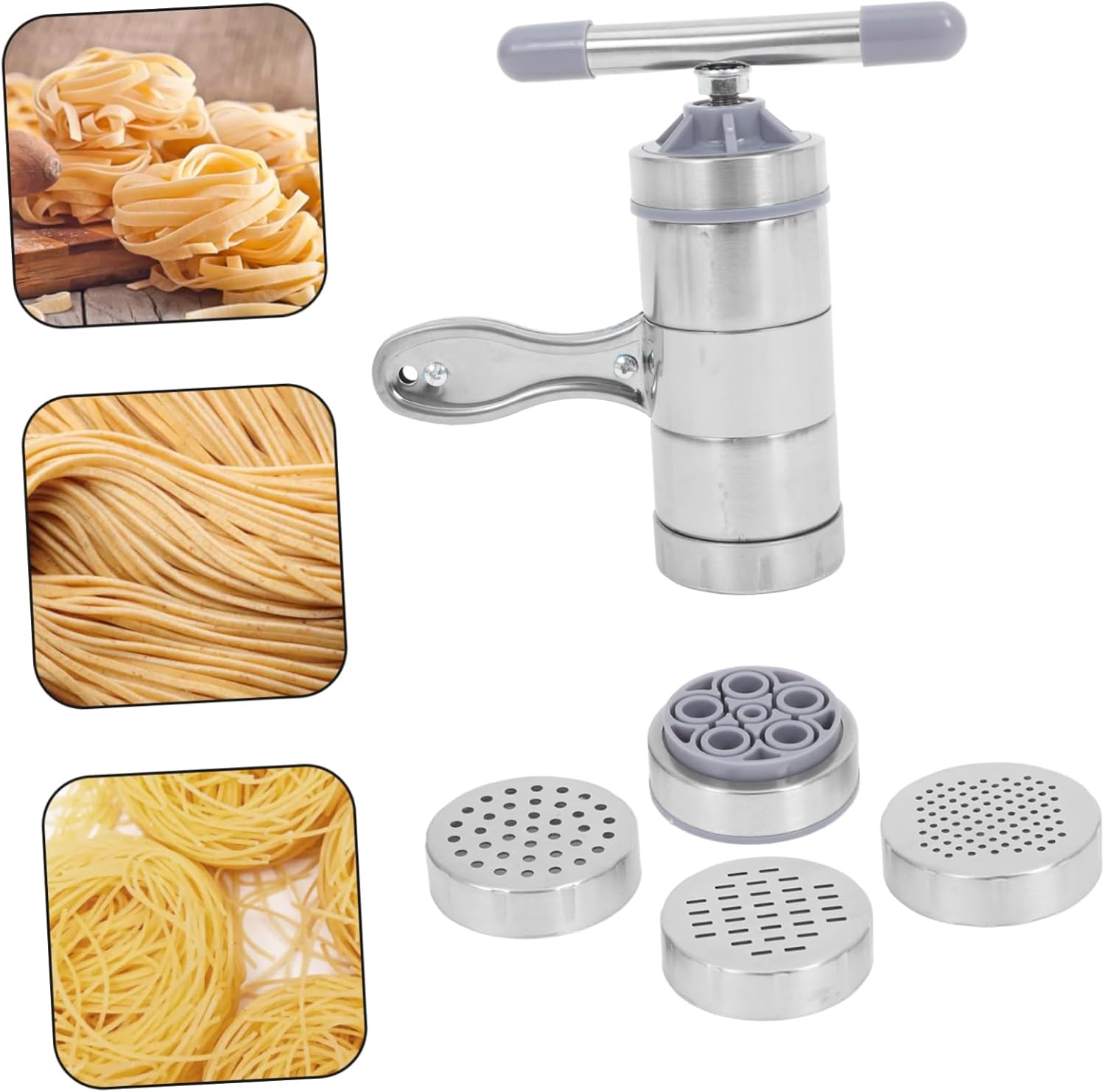 ULTECHNOVO 6pcs Stainless Steel Beekeeping Tool Set Manual Honey Extractor and Noodle Maker Molds for Household Use Versatile Kitchen Equipment for Honey and Fruit Juice Extraction