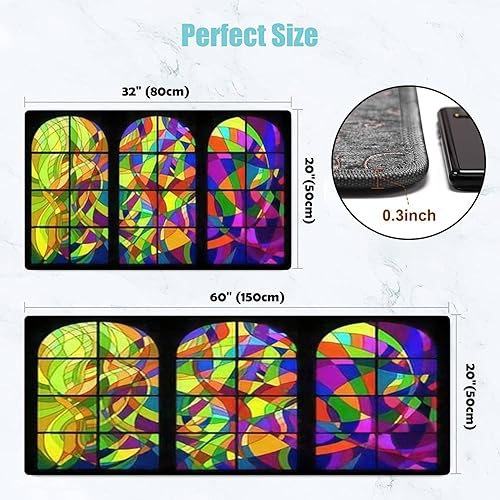 Miniatura 5 de Juego de alfombras de cocina para ventana de vitral tapete de cocina antideslizante lavable tapete de baño tapete de cocina cómodo tapete de pie