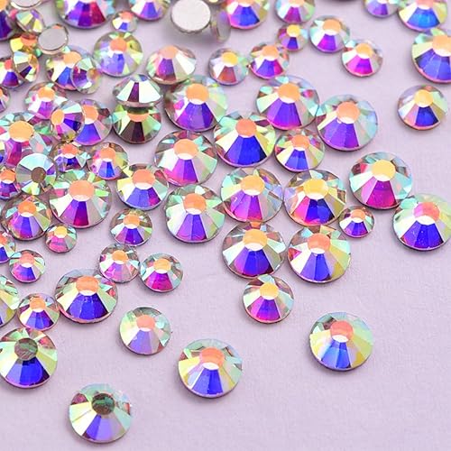 Miniatura 5 de 5040 diamantes de imitación de color AB para uñas, piedras de gemas de cristal de parte trasera plana para decoración de arte nair -SS100.106-0.114in