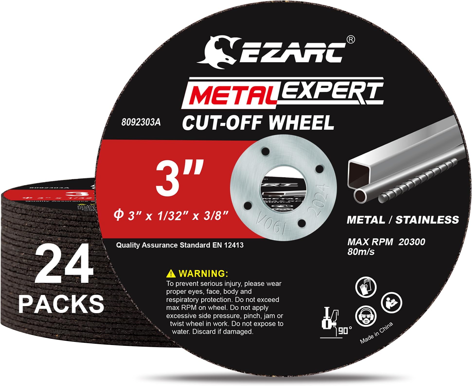 Cut Off Wheels 24 Pack, 3” x 1/32” x 3/8” Cutting Wheel, Metal & Stainless Steel Cutting Disc for Die Grinder, (Upgraded Thin Design)