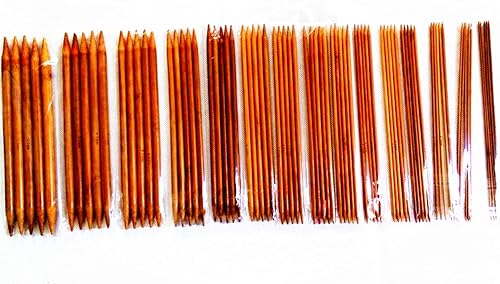 Aguja de tejer de doble punta de bambú carbonizado de 15 tamaños 6 pulgadas (5.9 in)