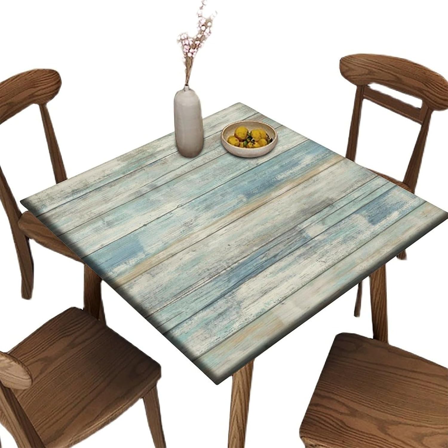 Square Fitted Elastic Edge Table Cloths, Wood Grain Polyester Table Cloth, for Outdoor Picnic Camping and Indoor Kitchen Dining Party, Fit for 36" x 36"Square Table