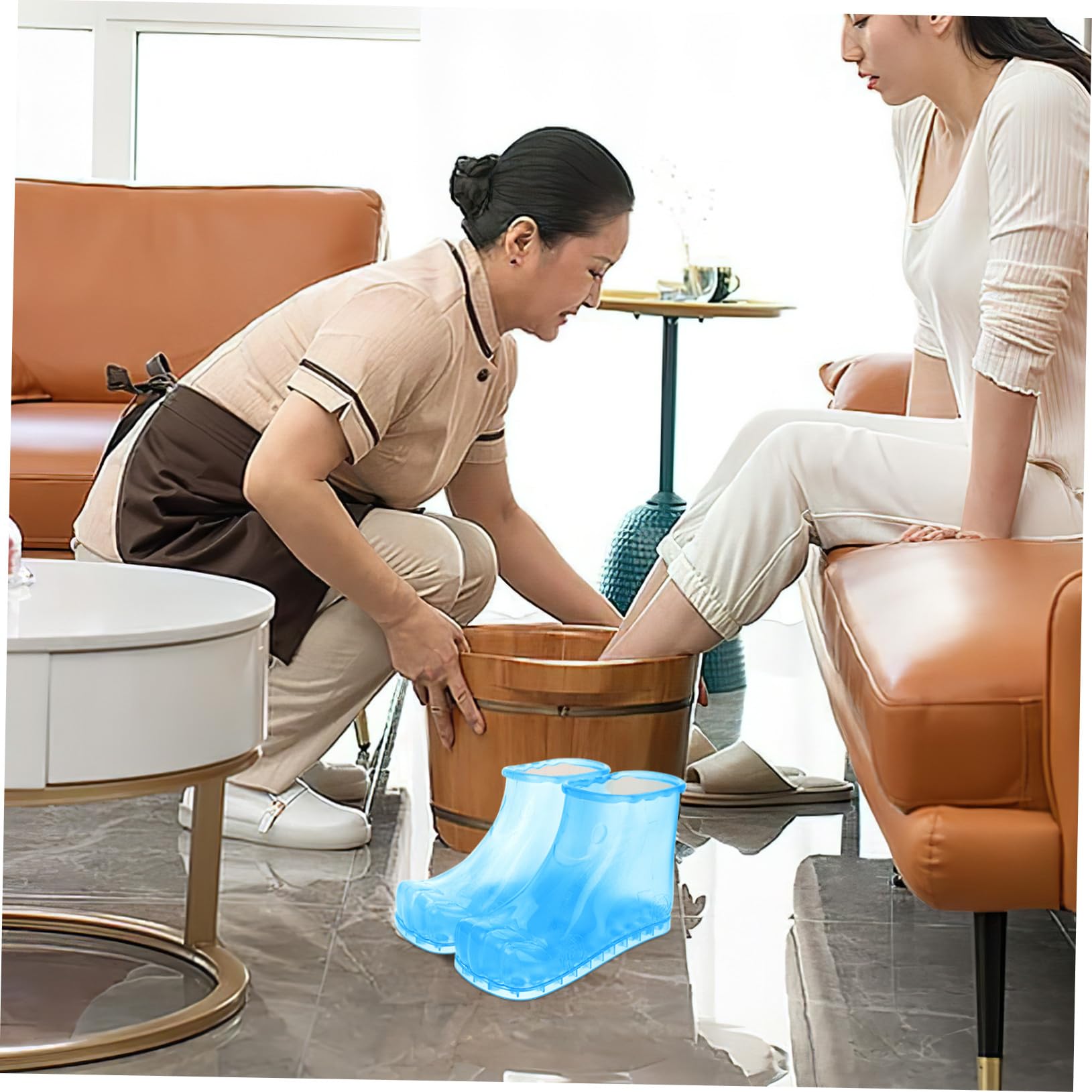 LIFKOME Zapatos para Baño de Pies Azules con Masaje Cubeta Portátil para Remojo y Lavado Botas de Pedicura Antideslizantes para Familiar Casa