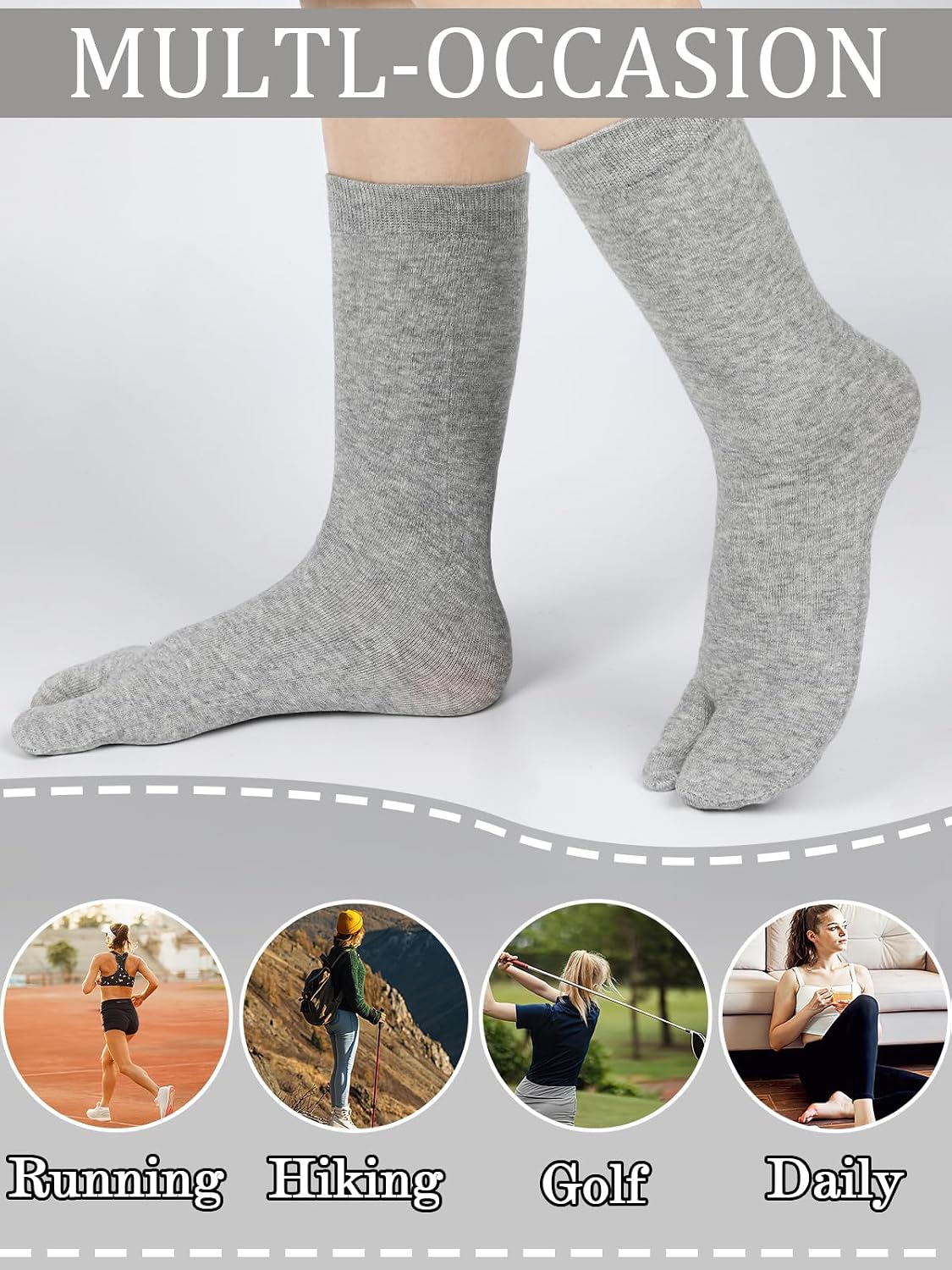 6 Pairs Japanese Toes Separated Socks for Men Women Unisex
