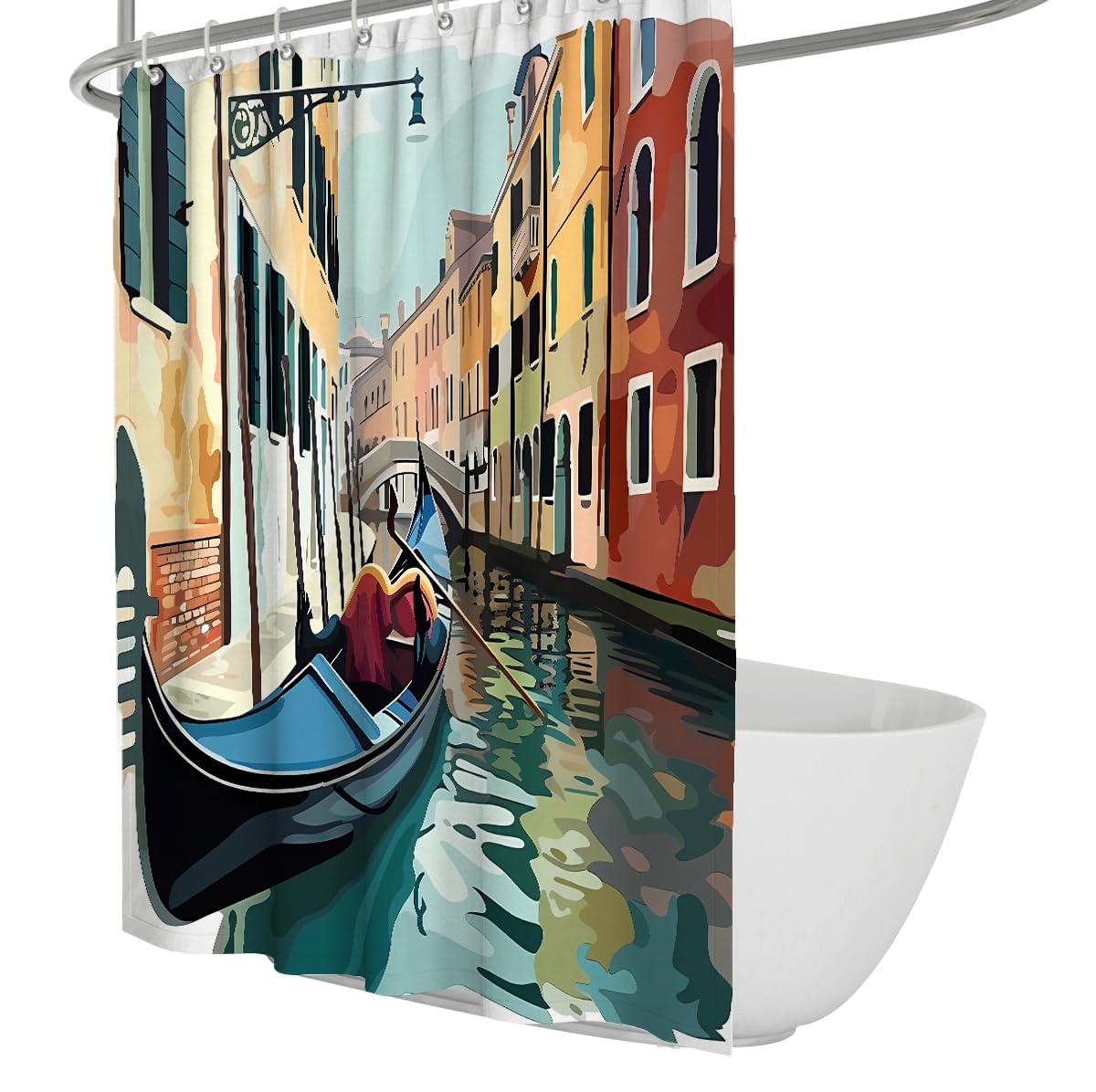Rideau de Douche Ville Architecture européenne Vintage 200 x 220 cm