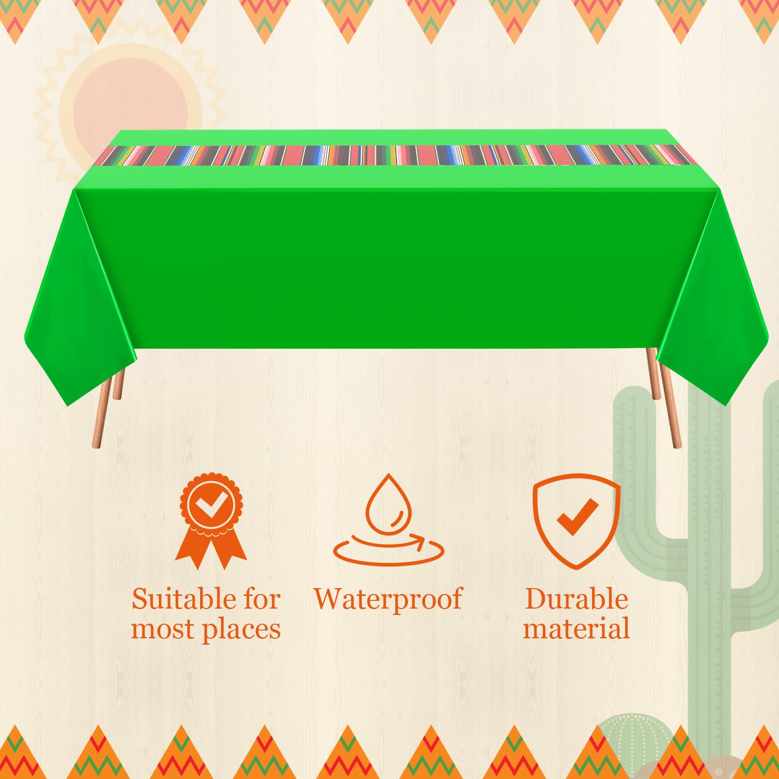 Preboun Mexican Party Decorations - 24 Pcs Plastic Tablecloth & Papel Picado Banner For Cinco De Mayo - View #8