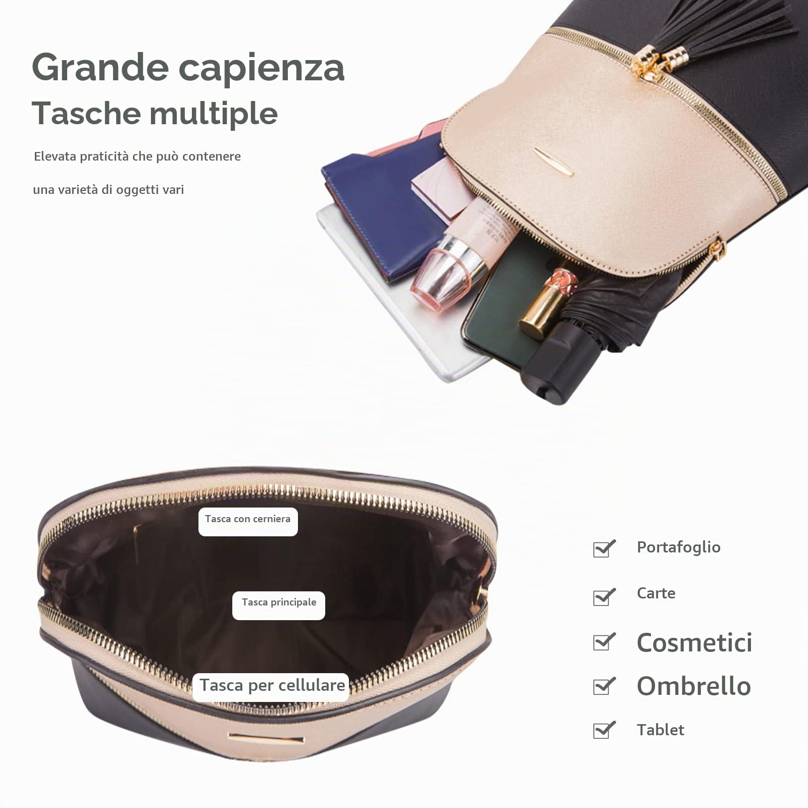 NICOLE & DORIS Zaino Donna Moda Borse a Zainetto Casual Backpack Borsa a Tracolla PU Pelle Borsa Zaino Donna Set 4 in 1