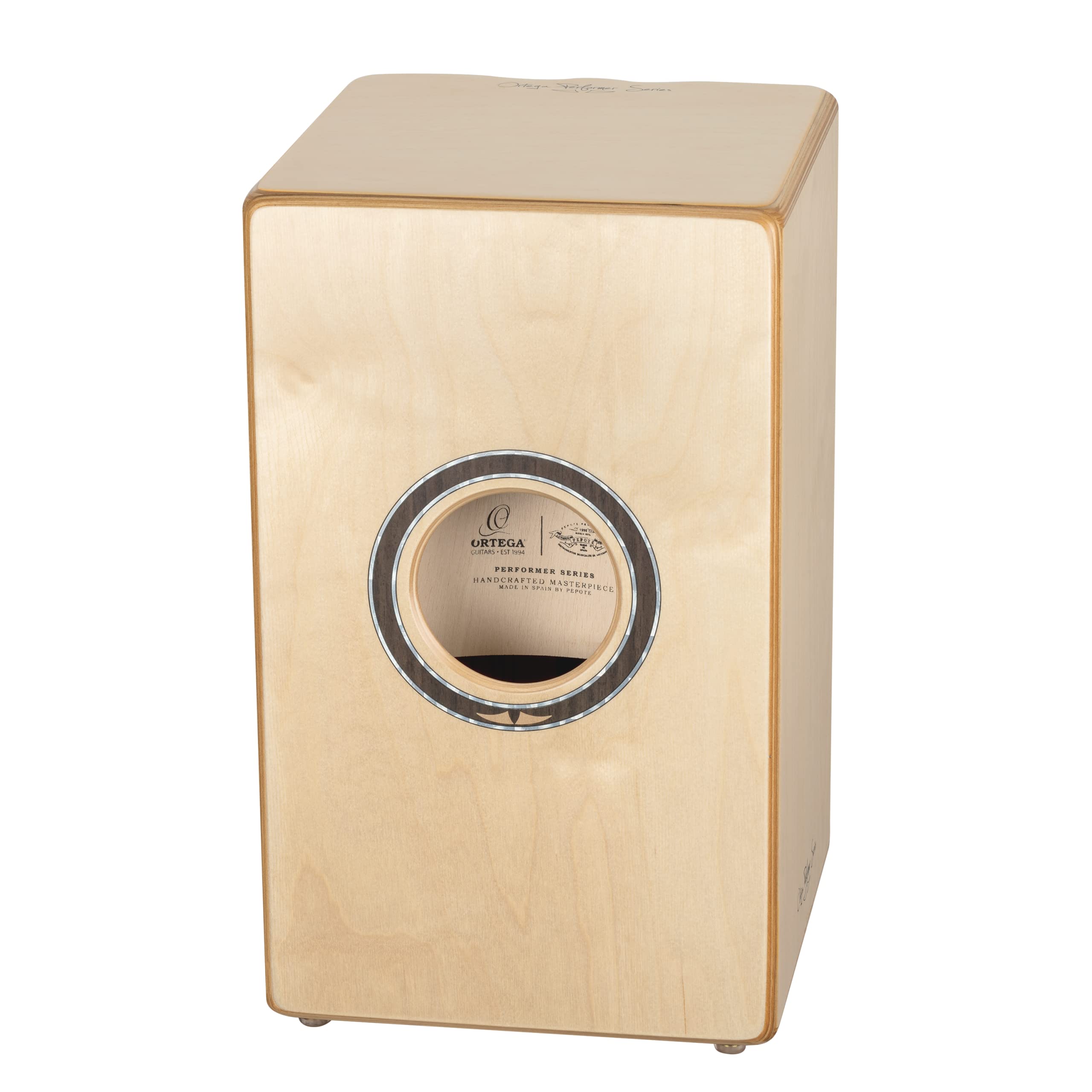 Ortega Guitars Performer Series Cajon – Caisse Claire Grand Format pour Gaucher avec Micro – Surface de Frappe Noyer, Naturel Satiné (OCJPF-3-L)