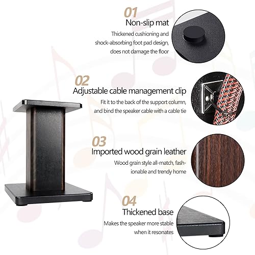 Miniatura 36 de 16 pulgadas (15.7 in) - Par de soportes de madera para altavoces de escritorio de alta fidelidad en casa y altavoces satelitales, experiencia