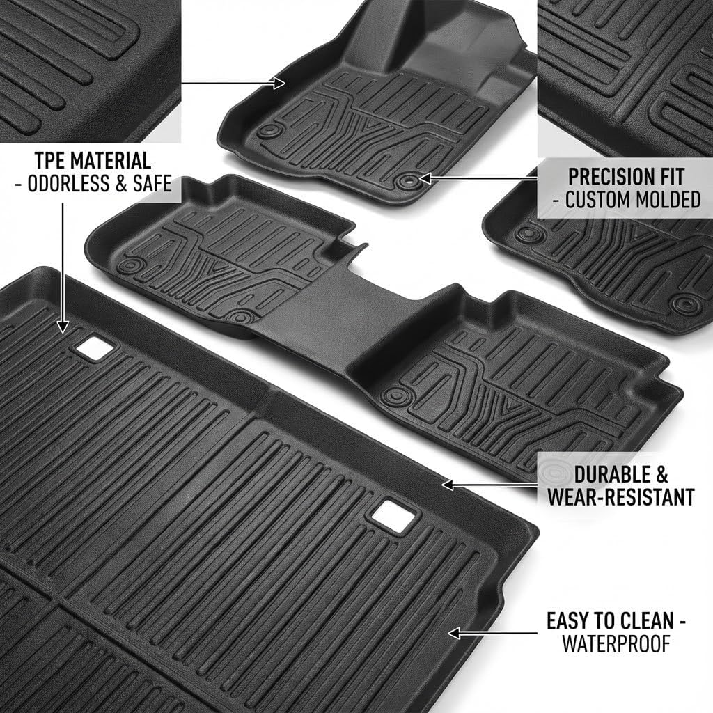 AutoPals Floor Mats Compatible with Honda CRV 2026 2025 2024 2023 (Include Hybrid), Cargo Mat All Weather TPE Trunk Mat Cargo Liner (Upper Position) for CR-V Accessories (Floor Mats+Trunk Mat)