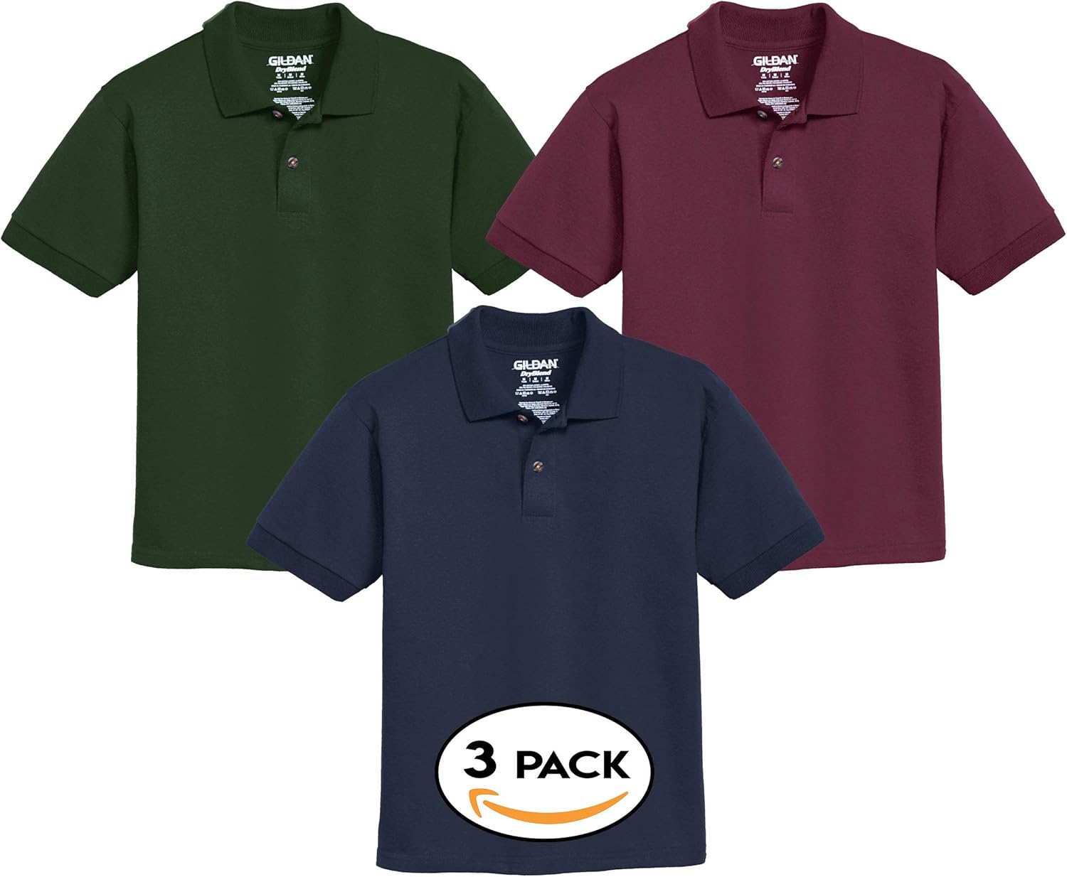Multipack 8800B Youth's Bundle Polo T-Shirt Bulk (3, 6, 10 Pack) for Kids Uniform, Boys and Girls