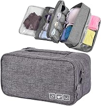 Seagull flight of fashion Polyester 3 Layer Lingerie Organizer Bag, Travel Pouch For Storage Of Bra, Underwear, Innerwear, Cosmetics, Toiletry For Women - 28 X 15 X 13 Cm - Grey