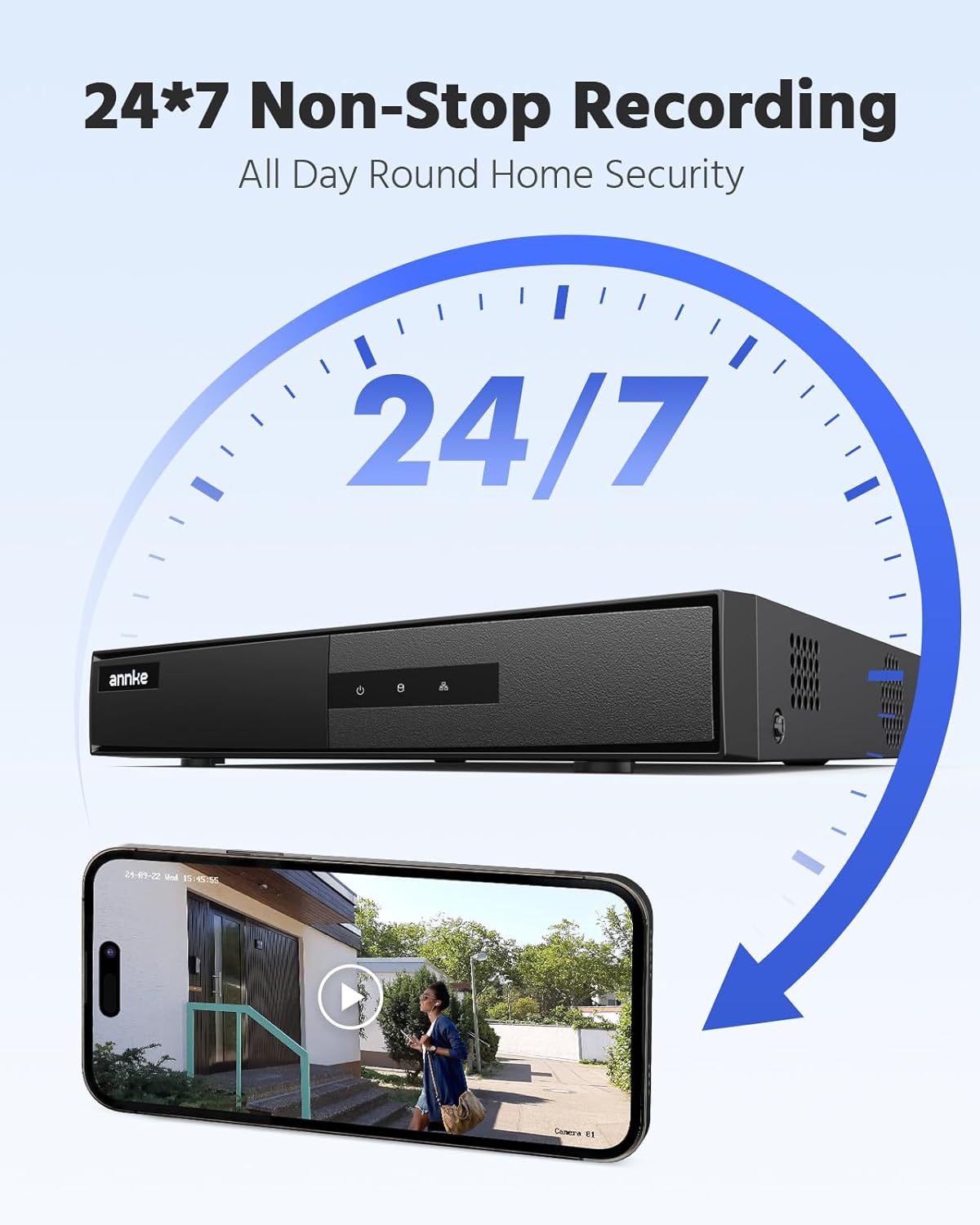 ANNKE 8 Channel DVR for Security Camera, 3K Lite Hybrid 5-in-1 CCTV Digital Video Recorder, Supports 8CH TVI/AHD/CVI/CVBS Analog and 2CH IP Cameras, 24/7 Video Recording for Home Surveillance, NO HDD