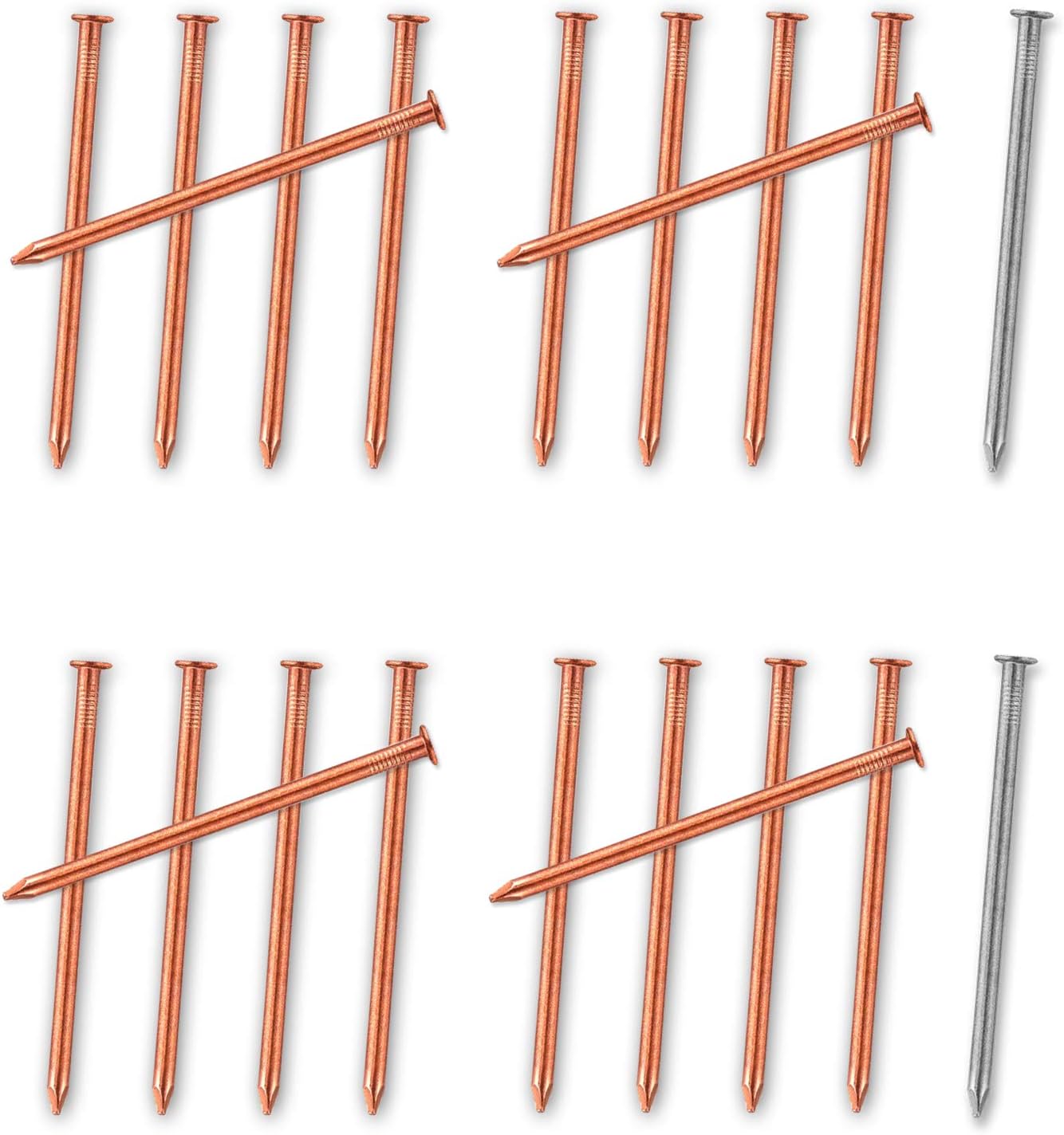 3.5 Inch Copper Nails for Killing Trees, 20 Pieces 3.5 Inch Solid Copper Nail Spikes with 2 Pieces 3.5 Inch Large Steel Nail Spikes for Killing Tree, Removing Stumps & Roots
