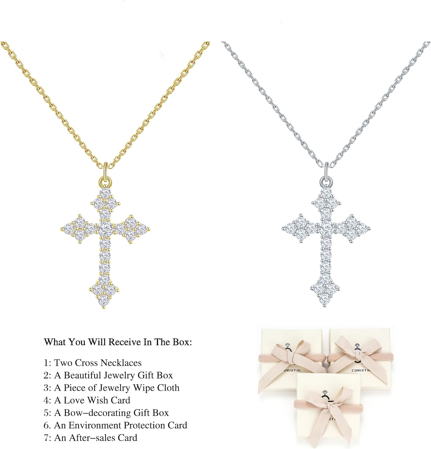 Silver/Gold Cross Jewelry - Women's Cross Necklace for Christmas & Birthday Gifts - Image 3