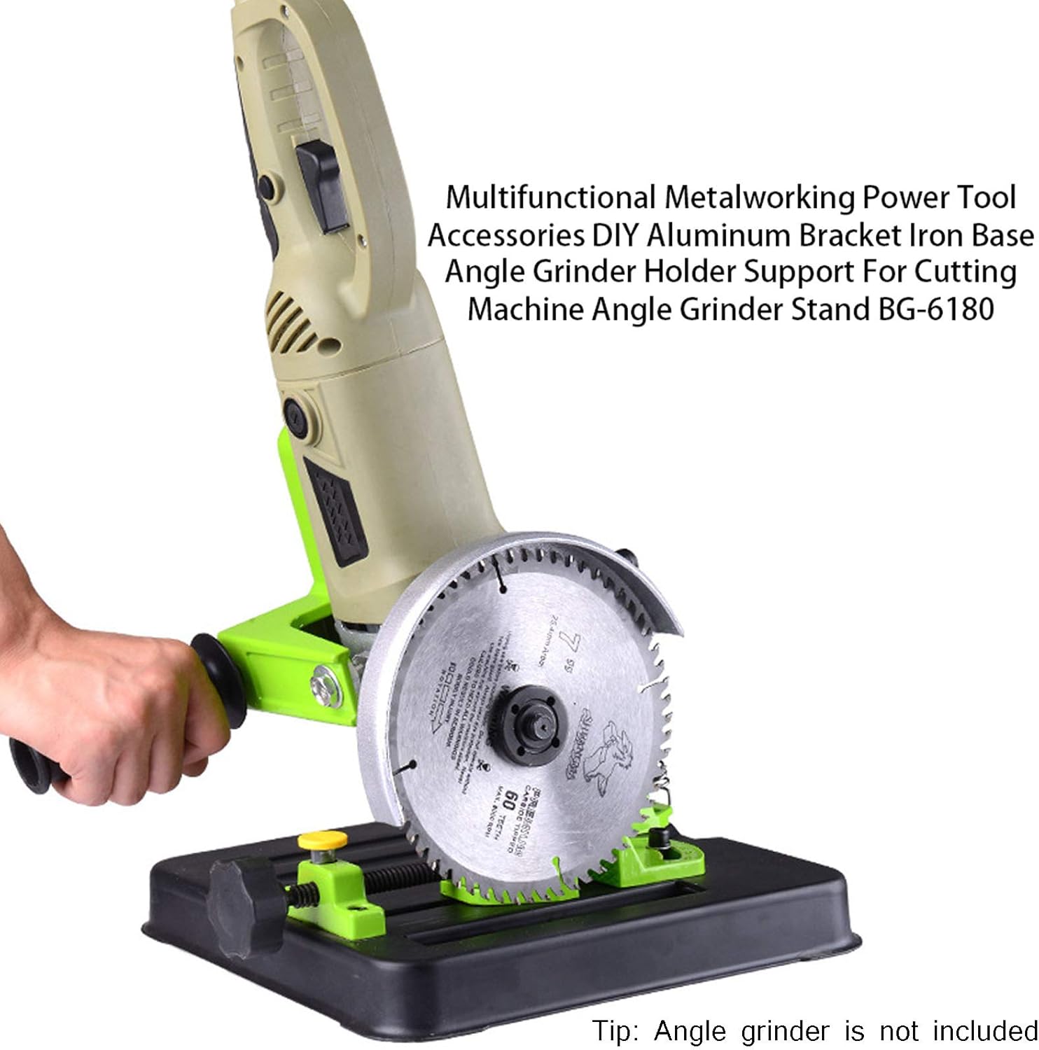 Angle Grinder Stand, Grinder Holder Cutter Support Angle Grinding Machine Stand Aluminum Bracket Iron Base for 180Mm and 230Mm/7 and 9 Inch Angle Mill, Clamping 80Mm, Clamping Angle 45°