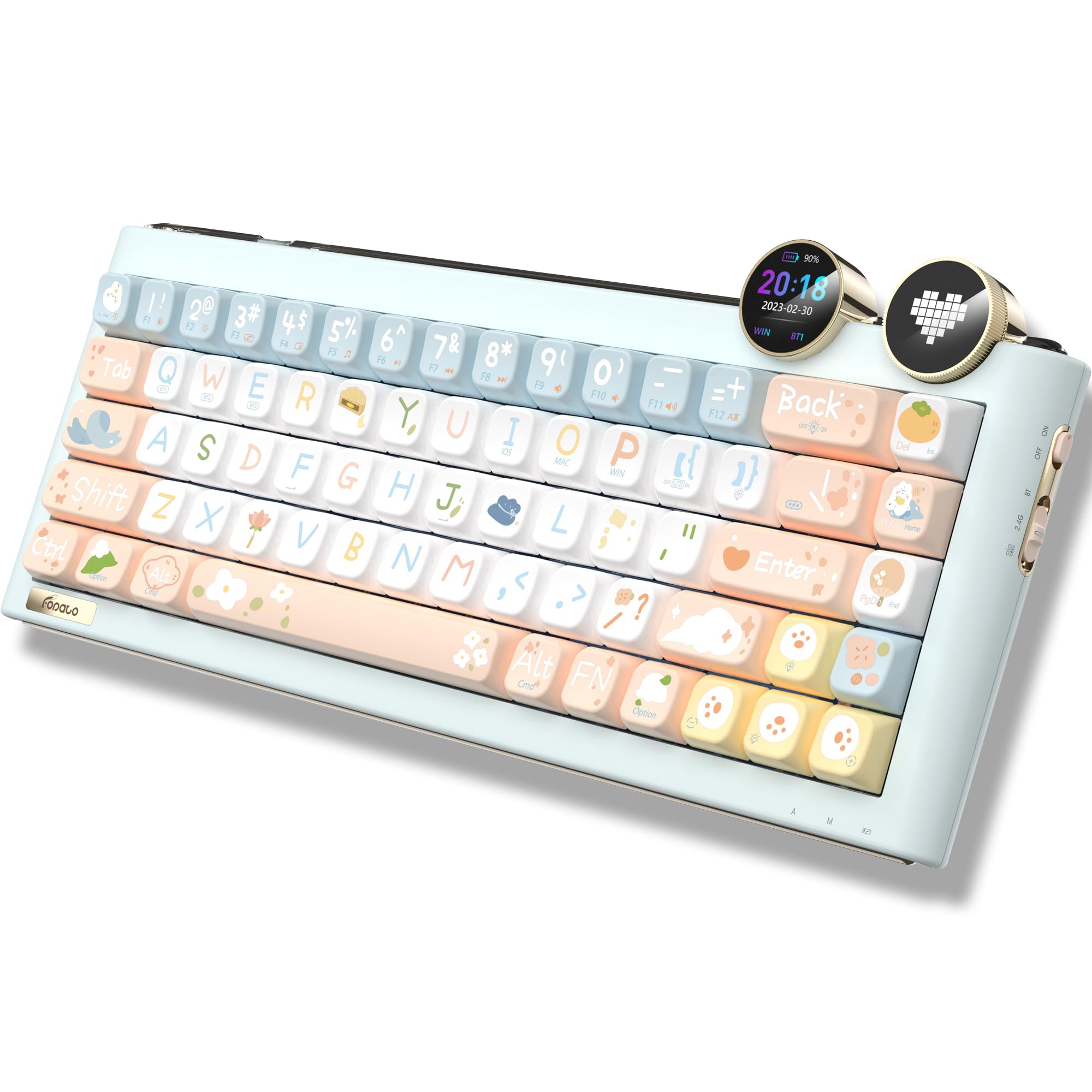 FOPATO D68 Gaming Keyboard, 68% RGB Hot Swappable Gasket Structure 3-Mode Mechanical Keyboard, 68 Keys Bluetooth Wireless Keyboard with Linear Switch,