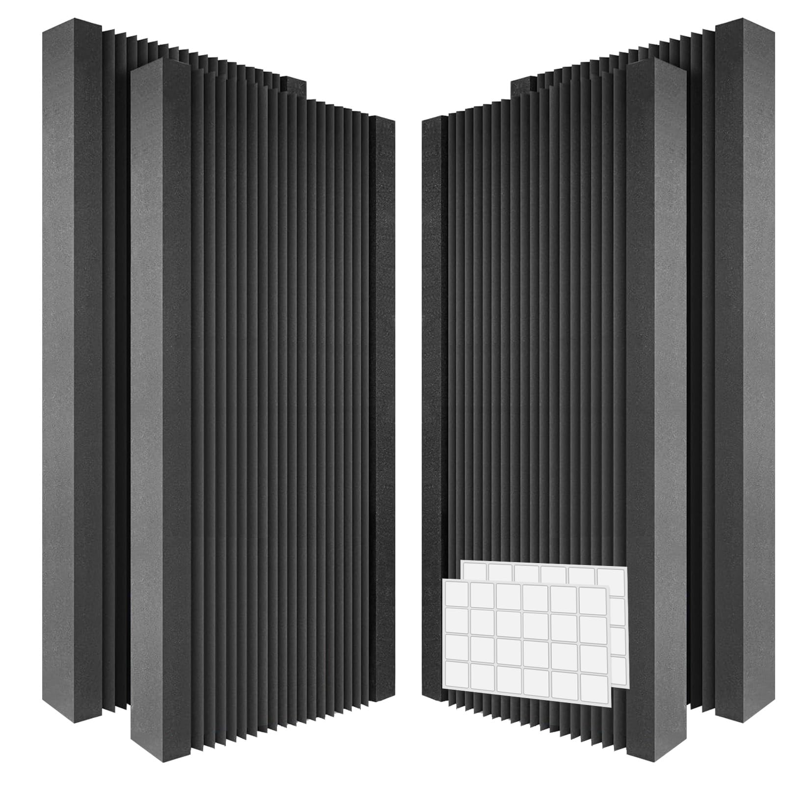 Garvee Akustikschaumstoff Selbstklebend–Hochdichte Schallabsorber & Geräuschdämmung – Optimale Schallisolierung für Studio, Büro, Heimkino – Vertikales Design, 4er Set, 120x60x5cm, Schwarz