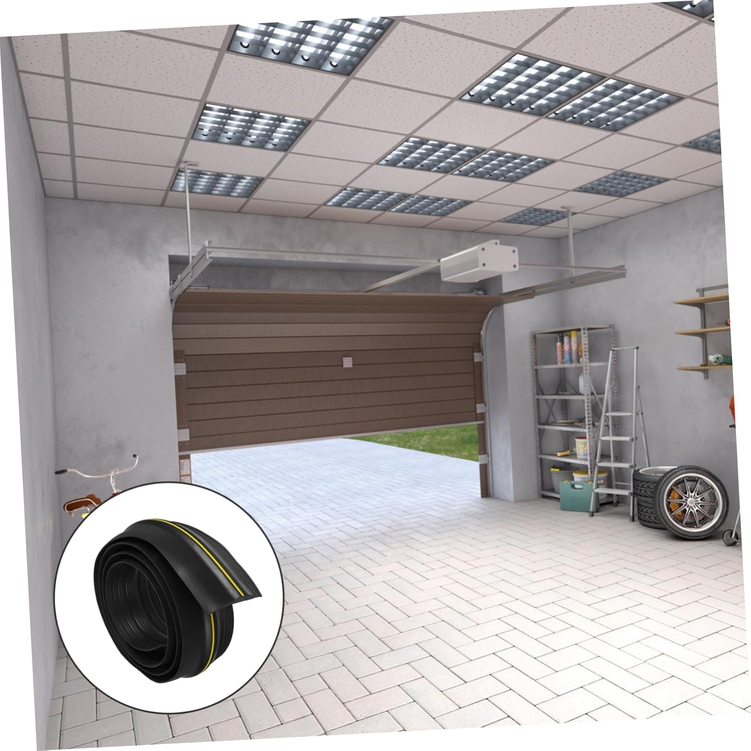 Rubber Garage Door Seal Strip Wear-Resistant Bottom Weatherproof Insulation Kit Flexible Replacement for Garage Door Gaps Easy to Install and Cut