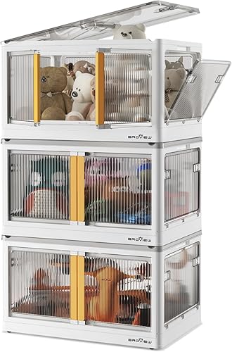 Miniatura 1 de BROVIEW Organizadores y almacenamiento de armario, contenedores de almacenamiento plegables de 100 cuartos de galón con tapas y ruedas, contenedores